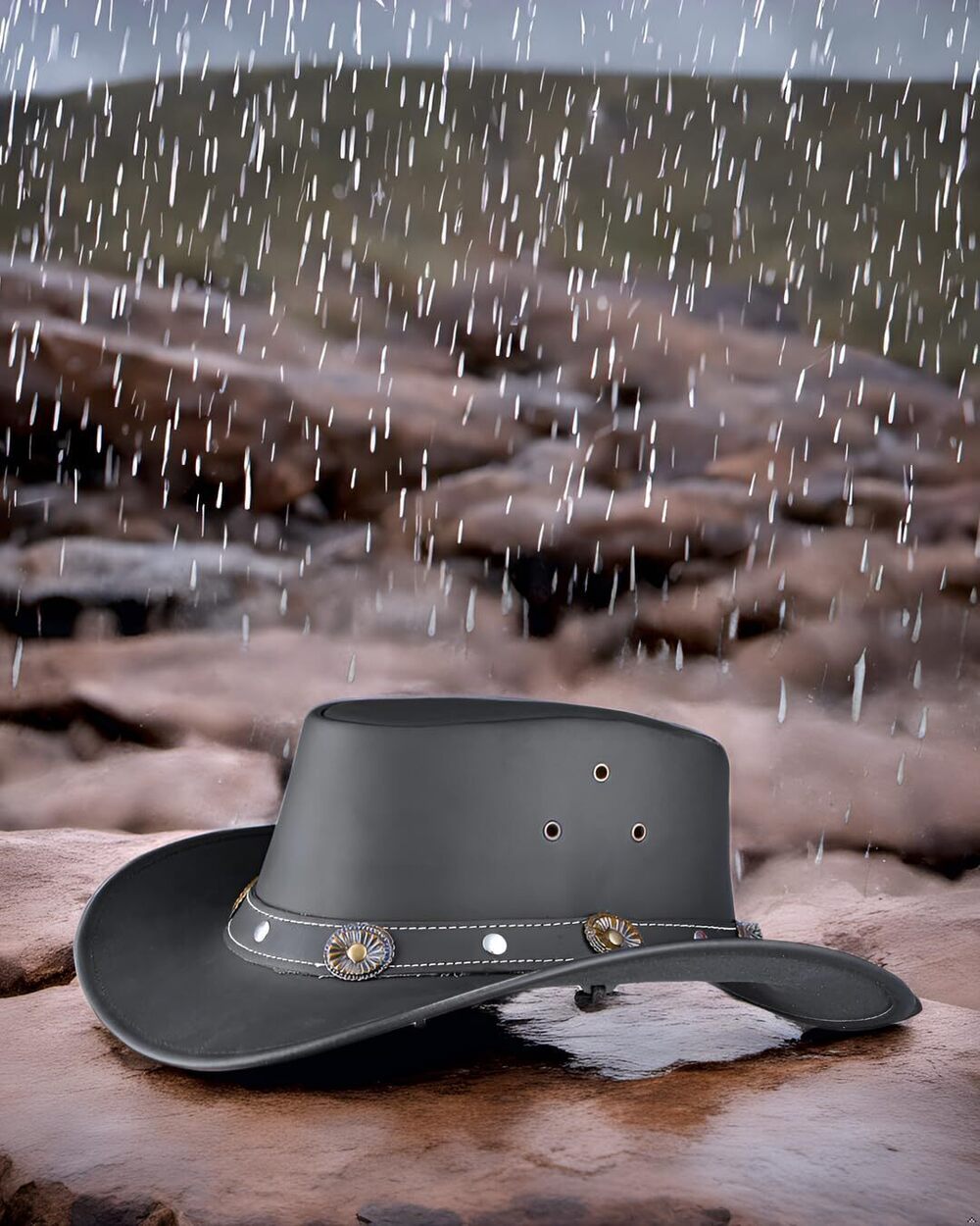 6397 Showerproof Outback hat Also Worn as Leather Cowboy hat, Australian - Picture 2 of 8